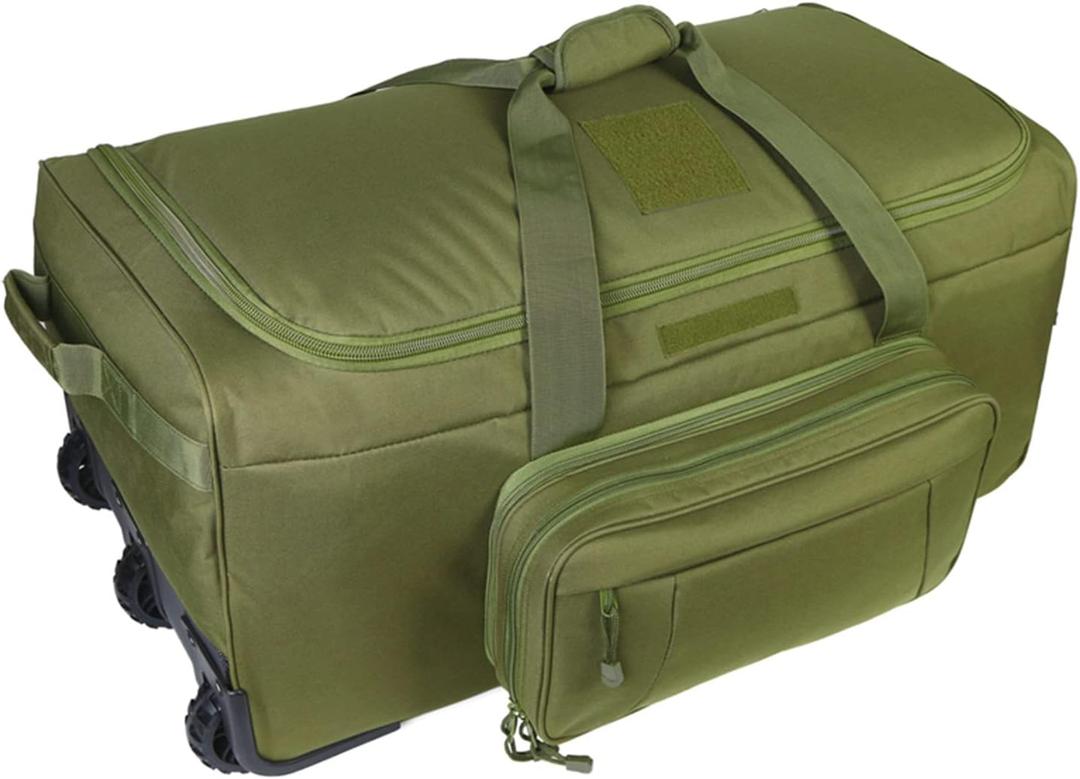 Greencity Duffel Bag Wheels Rolling Deployment Wheeled Military Suitcase Heavy-Duty Extra large deployment bag Capacity 32 Inch, Green