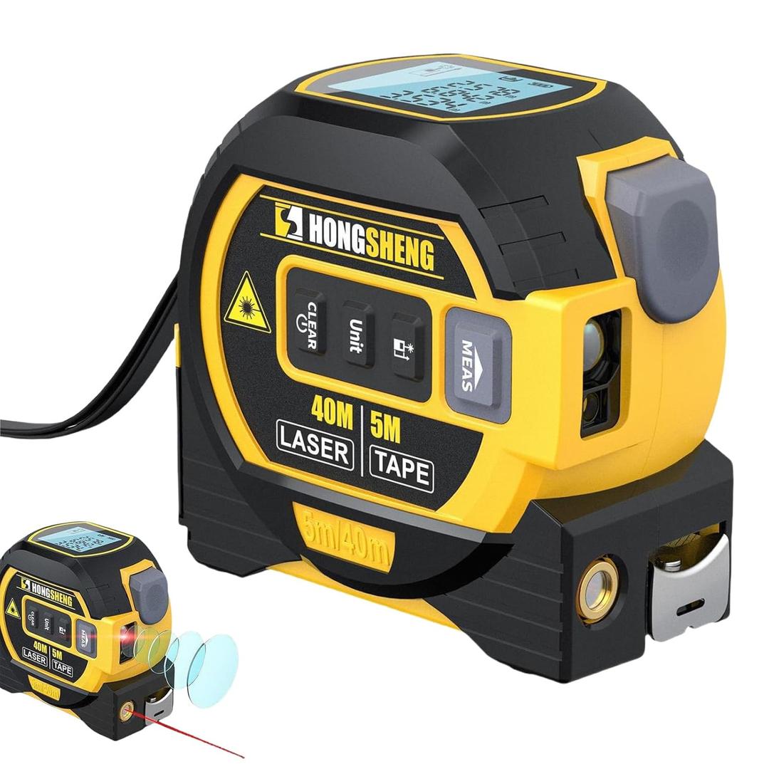 The Ruler 3-in-1 Measuring Tape, Tools Tape Measure, 3-in-1 Rangefinder with Led Display, 3 in 1 Digital Tape Measure with Cross Line, AutoLock, Measure Area, Volume, Pythagorean, Best Gift for Man