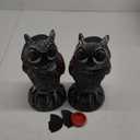 Hausse 2 Pack Fake Owl Decoys to Scare Birds Away, Rotating Head Plastic Owl Bird Deterrents, 10.6 Inch Height Bird Scarecrow Nature Enemy Horned Pest Repellent for Outdoor Garden Yard (Black)