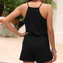 MISFAY Womens Summer Loose V Neck Spaghetti Strap Short Jumpsuit Rompers 2026 (Black, XL)