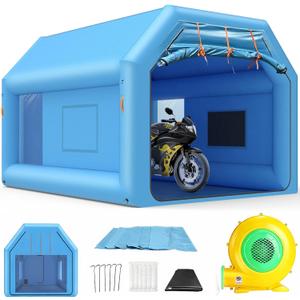 12.5x10x8FT Inflatable Paint Booth Portable Paint Booth Spray Paint Tent with Air Filter System & Blower for DIY Spray Car Truck Motorcycle Garage Auto Part Painting
