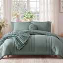 Monbix Oversized King Size Comforter Set - 7 Pieces Sage Green Bed in a Bag Oversized King Bedding Sets with Comforters, All Seasons Comforter Bed Set with Sheets, Pillowcases & Shams