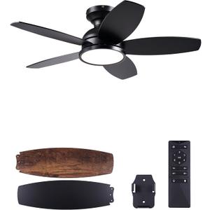 VONLUCE Ceiling Fans with Lights, 36 Inch Ceiling Fan and Remote, Full-spectrum LED Light, 3CCT, 6-Speeds Noiseless Reversible DC Motor, Modern Ceiling Fan for Bedroom Living Room Farmhouse, Black