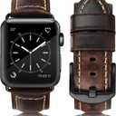 HUAFIY Compatible for Apple Watch Bands 42mm 44mm45mm46mm 49mm 38mm 40mm41mm, Genuine Leather Band Strap for iWatch Series 11/10/9/8,7,6,5,4,3,2,1, Ultra3 2 1 (Retro coffee Black Buckle)