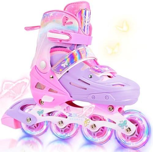 2PM SPORTS Inline Skates for Kids Boys Girls Ages 5-8 8-12 3-5 4-8 6-12 with Light Up Wheels, Adjustable Children's Roller Skates Blades for Toddler Beginner Youth Indoor Outdoor Size EU33-37