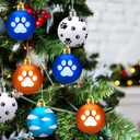 Hollowfly 24 Pcs Blue and Orange Christmas Dog Tree Ornaments 2.36 Inch Sky Cartoon Paw Clouds Christmas Ball Ornaments Set Plastic Shatterproof Xmas Trees Hanging Decorations for Holiday Decor Home