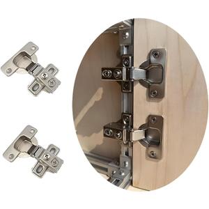 Two-Piece 90-Degree Cabinet Door Hinge 180-Degree Swing Surface-Mounted 90-Degree Short-Arm Hinge Ideal for Frequently Opened Cabinet and Bookcase Doors