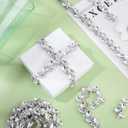 BBTO Rhinestone Chain Trim Applique Embellishment Crystal Wedding Bridal Costume Flower Leaf Chain Sewing Bling Trim for Jewelry DIY Necklace Bags Parties(3 Yards,Silver)