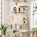 Globlazer Cat Tree Tower, 76-Inch Extra Tall Multi-Level Cat Furniture with Cozy Condos, Hammock and Perches for Adult Cats, Perfect for Climbing, Scratching, and Play, F76, Beige