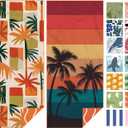 2 Pack Microfiber Beach Towel, Quick Dry Travel Towel Large Sand Free Towel for Beach, Camping, Swim Pool, Gym, Sports& Yoga 71"x32", Retro Tropics/Tropical Sunset