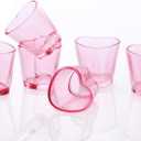 Heart Shot Glasses Set, Pink Shot Glass Cute For Bar Cart Accessories 1.5oz (6, Pink)