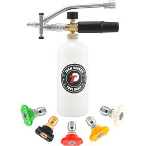 Tool Daily Foam Cannon with Dual Connector Accessory, 1/4 Inch Quick Connector, 5 Pressure Washer Nozzle Tips, 1 Liter