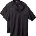 Hanes Men's Short-Sleeve Jersey Pocket Polo (Pack of 2) (3X-Large, Black)