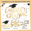 Geetery Class of 2026 Graduation Wooden Sign 2026 Congrats Grad Door Sign Graduation Party Decorations with Cap Cutout Congratulations Grad Photo Booth Prop for Front Door Wall Porch Decor(Gold)