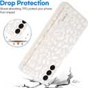 OOK Compatible with Samsung Galaxy A13 5G Leopard Case with Wrist Strap, White Leopard Cheetah Cheetah TPU Shockproof Protection Slim Cover with Camera Protection for Women Girls