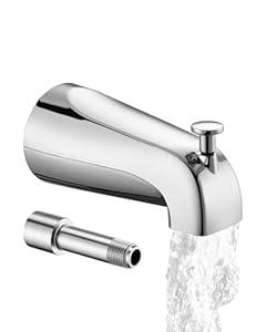 All Metal Bathtub Spout with Diverter, 5.3 Inch Tub Spout, Fits 1/2" Copper Slip-On and 1/2" or 3/4" IPS Threaded Pipes, Easy Lift to Switch, Leak-Free, Easy DIY Installation