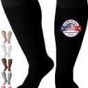 Mojo Compression Socks for Women and Men 20-30mmHg Plus Size - Medical Knee High Compression Stockings with Wide Calf for Flights, Airplane, Nursing - Black, 5X-Large - AB201