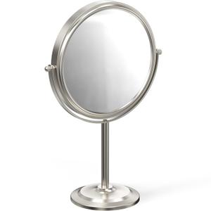 Deco Brothers Makeup Mirrors with Stand, 8 Inch Double Sided with 7X Magnification, Nickel
