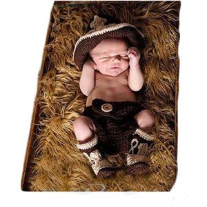 Newborn Baby Photography Props Boy Girl Photo Shoot Outfits Crochet Knitted Clothes Cowboy Hat Pants Photography Shoot