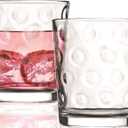 Circleware Circles Heavy Base Whiskey Drinking Glasses, Set of 4, Entertainment Dinnerware Glassware for Water, Juice, Beer Bar Liquor Dining Decor Beverage Cups Gifts, 3 Count (Pack of 1), Clear