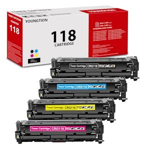 YOUNGTION CRG-118 Toner Cartridges High-Yield 4-Pack(Black, Cyan, Magenta, Yellow) Compatible 118 Toner Replacement for Color imageCLASS MF8350Cdn MF8380Cdw Printer