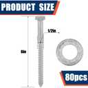 Tandefio 80 Pack 1/2'' X 6'' Lag Screw Bolts with Washer Galvanized