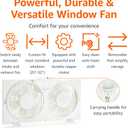 Amazon Basics Twin Window Fan for Home Bedroom, 9 inch, Reversible Airflow, Exhaust Mode, Expandable Side Panels, Width Adjustable, 2 Speeds, Air Circulation, 68W, White