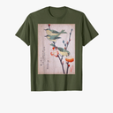 Japanese Art Birds on Cherry Blossom Japanese T-Shirt, Size M