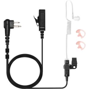 CP200D Earpiece for Motorola Walkie Talkie and Radio with PTT/Mic, Compatible for CP200D CP100D R2 CP200 CP185 BPR40 CLS1410 CLS1110 RMU2040 RMU2080D, Acoustic Tube Surveillance Headset (Black-3)