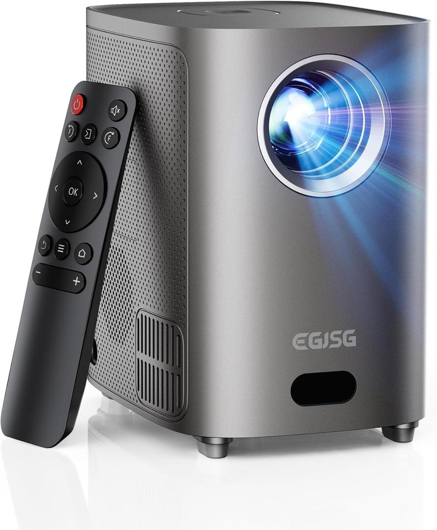  Projector with WiFi and Bluetooth, 4K Outdoor Projector with Carry Bag, Portable Movie Projector with Zoom Function, Home Theater Projector for Phone/TV Stick/PC