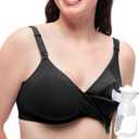 Momcozy Hands-Free Pumping Bra, Wireless & Seamless HF010 Breast Pump Bra, Breathable Tencel Fabric & Fully Fixed Cups (Large, Black)