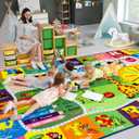 7x10 Kids Rug Play Mat Carpet Educational and Fun Playmat with ABC Alphabet Animals Shapes Colors Large Area Rug Learning Rugs for Bedroom Playroom Baby Toddler Children Play Game Activity