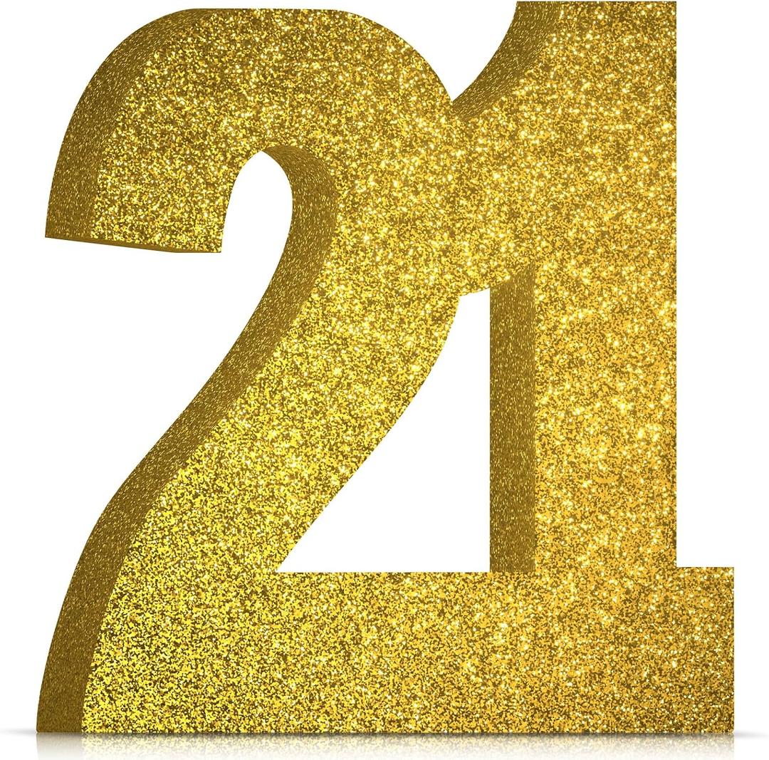 21st Birthday Decorations for Men and Women,21st Anniversary Decorations,Gold Glitter 21st Birthday Party Centerpieces for Table Decorations,21 Table Topper Decor