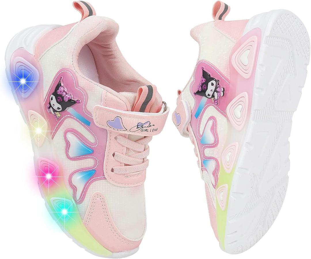 Kid's Glitter Running Cartoon Sneaker Sparkly Glowing Shiny Bling Princess Shoes School Athletic Walking Shoes for Girls (9 Little Kid, Purple)