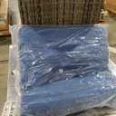 Vongrasig 3 Piece Patio Furniture Set Small Outdoor Wicker Rattan Front Porch Bistro Set Cushioned Patio Chairs Conversation Set with Glass Table for Lawn, Garden, Backyard, Balcony, Poolside (Blue)