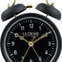 La Crosse 617-3314BG Black Twin Bell Quartz Alarm Clock