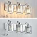 Modern Vanity Light 3-Lights Brushed Nickel Vanity Light Crystal Bathroom Wall Light Bathroom Light Fixtures with Round Shade (Exclude Bulb)