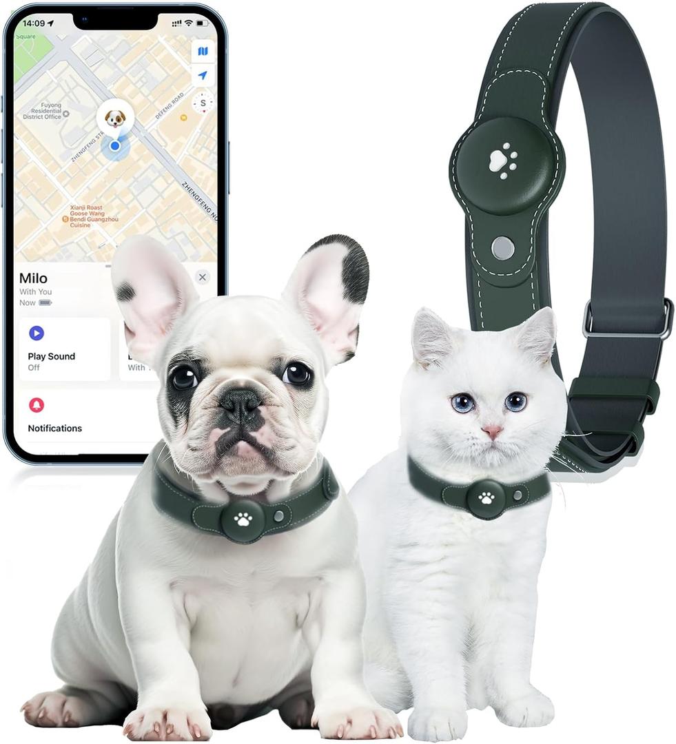 2-in-1 GPS Tracker for Dogs&Cats : Smart Collar with Real-Time Location, No Monthly Fee, Unlimited Range (iOS Only) GPS Tracker Dog Collar- Ideal for Small, Medium Large Dogs(Tracker Included)(Green)