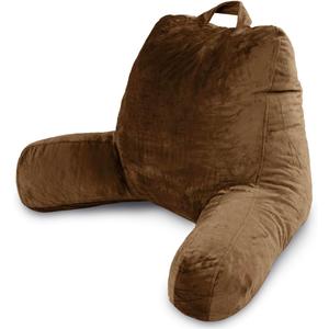 Milliard Reading Pillow with Shredded Memory Foam, Large Adult Backrest with Arms, Back Support for Sitting Up in Bed with Washable Cover (Sit up Pillow) Brown