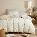 Floral Comforter Set King Size 3 Pieces,Blue Beige Floral Bedding