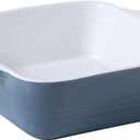 DOWAN 8x8 Baking dish, Square Baking Pan, Ceramic Casserole Dishes for Oven, Cake Pan with Handle, for Brownie, Lasagna, Casserole, 2 Quart, Home Gift, Airy Blue