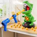 Movable Dinosaur Shooting for Toys Kids 4-6, Electronic Kids Target Games w/Air Pump Launcher, LCD Score Record, Sound, 24 Foam Balls, Birthday Gifts for 3 4 5 6 7 8 9 Year Old Boys Girls