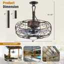 Outdoor Fan for Gazebo, 15" Plug in Caged Gazebo Ceiling Fans,Remote/APP,3 CCT,6 Speeds,Hanging Fan with Light for Patio Porch Pergola Outside (Bronze)