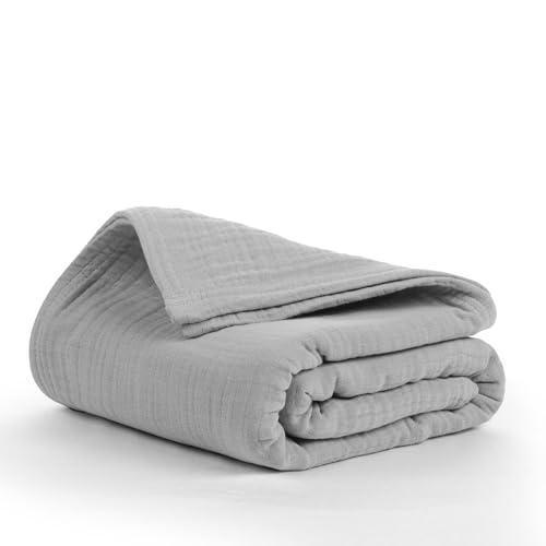 Amazon.com: Salt Earth 100% Cotton Muslin Blanket, Gauze Blanket 80"X90" Queen, 4 Layered for Couch, Bed, Living Room,Lightweight, All Seasons Blankets & Throws, Easy wash,Nature & Skin Friendly(Scottish Grey) : Home & Kitchen