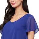 S.L. Fashions Women's V-Neck Chiffon Cocktail Dress with Beaded Shoulders and Asymmetrical Tiers, Iris, 10P