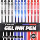 4 x WY WENYUAN 12 Pcs Gel Pens, 1.0mm Bold Point Black & Red & Blue Pens, Quick Drying Gel Ink Pens for Smooth Writing, Retractable Ballpoint Pens for School, Office, Journaling, Note Taking