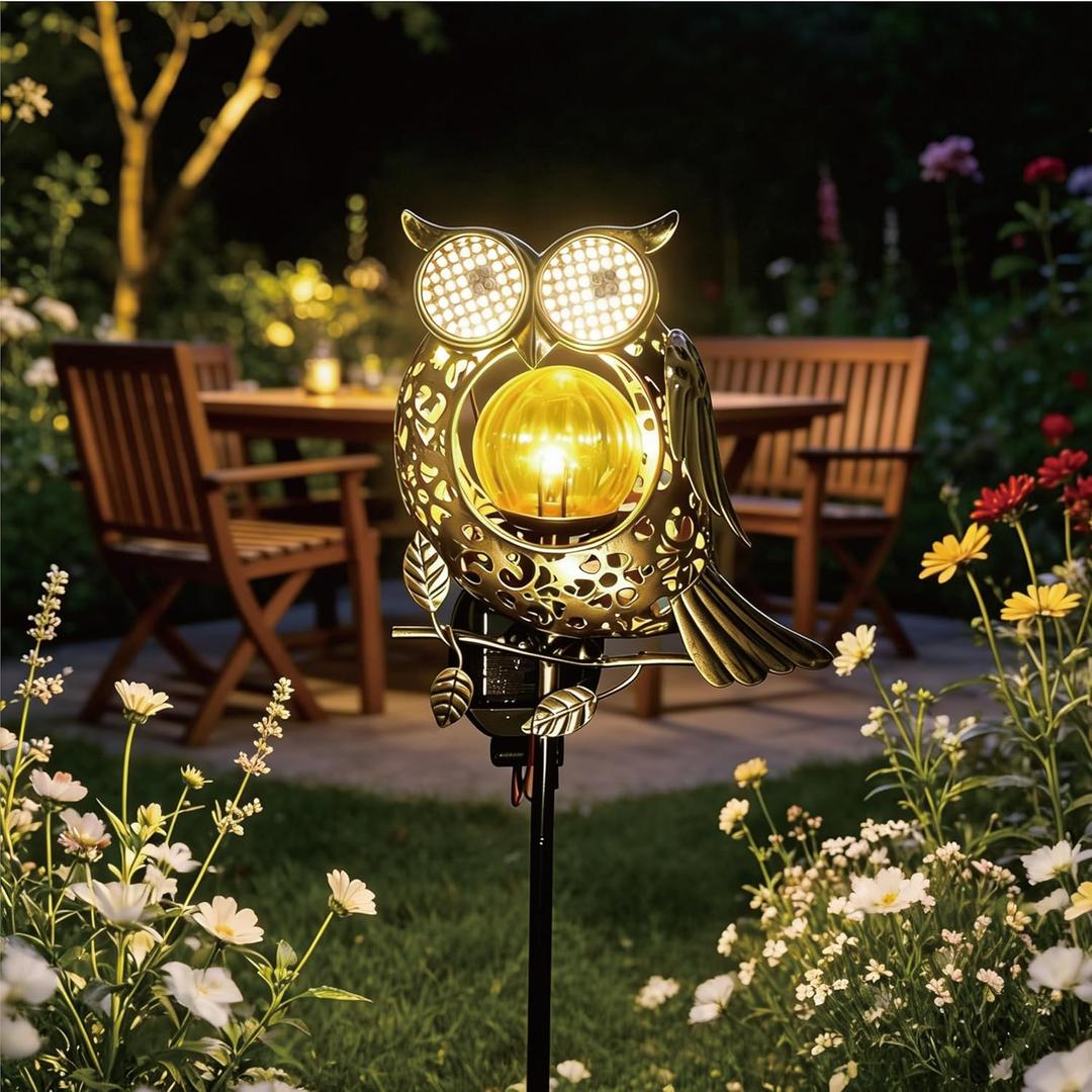 Solar Lights Outdoor Decor, Solar Owl Yard Decorations Outdoor, IP65 Waterproof Garden Decorative, Gifts for Women Mom, Holiday Gift, for Yard Patio Lawn Pathway Landscape