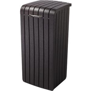 Keter Copenhagen 32 Gallon Resin Large Trash Can with Lid for Patio and Outdoor Kitchen, Brown (32 Gallon)