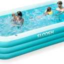 SLOOSH Inflatable Swimming Pool with Seats, 120" x 72" x 22" Full-Sized Blow Up Durable Thickened Above Ground Family Pool for Summer Water Party Backyard Garden Lawn,Cyan
