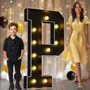 Pooqla 4FT Marquee Light Up Letters, Black Large Letter P Party Decorations | LED Marquee Letters 4 Feet Tall, Black Giant Mosaic Letters Gift for Boys Men Birthday Anniversary Wedding Decoration